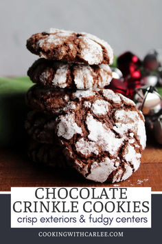 These chocolate crinkle cookies have a stunning crackled exterior. The chocolate shows through the powdered sugar coating to reveal what is inside. The edges are a bit crisp and the center is super chewy. This is a favorite cookie recipe for good reason!