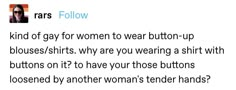 a tweet with an image of a woman wearing glasses and text that reads, what kind of guy for women to wear button - up?