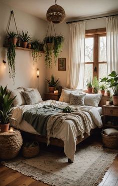 20 Small Boho Style Bedroom Ideas To Make Your Room Feel Bigger #decor #HomeDecor #inspiration #an 28 Year Old Bedroom Ideas, Apartment Boho Bedroom, Bedroom Styles Aesthetic, Boho Corner Desk, Studio Style Bedroom, Boho Witch Bedroom, Bedroom Makeover Minimalist, Styling A Small Bedroom, How To Make A Bedroom Look Bigger