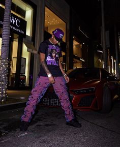 Purple Drip Outfits Men, Y2k Fashion Guys, Male Party Outfits, Guys Pics, Purple Pants Outfit, Purple Tracksuit, Streetwear Outfit Men, Stud Lesbians