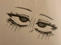 a drawing of an eye with long lashes