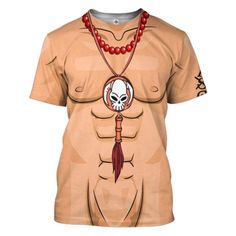 a t - shirt with an image of a man's torso and skull on it