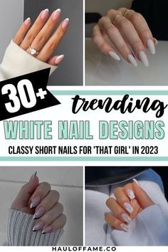 Nail Designs Chic, French Tips Acrylic, Manicure Short, Neutral Nails Acrylic, White Summer Nails, White Almond Nails, Nail Spring, White Chrome Nails, White French Nails