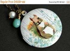 EASTER SALE Squirrel Locket Necklace. Woodland Squirrel Necklace with Turquoise Green Teardrop and Fresh Water Pearl. Woodland Necklace. Bro by TheTeardropShop from The Teardrop Shop. Find it now at https://ift.tt/34e6GBo! Handmade Locket, Woodland Squirrel, Squirrel Necklace, Vert Turquoise, Turquoise Green