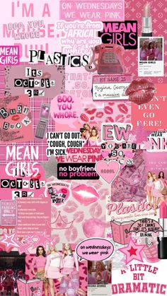 a collage of pink and black images