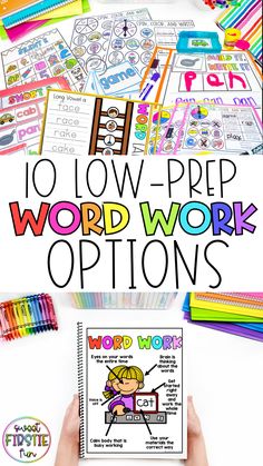 the word work worksheet is shown with colorful pencils and crayons