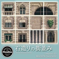 an advertisement for the stone window series, featuring windows and shutters in different styles