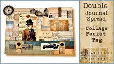 a collage of old papers with an image of a man in top hat