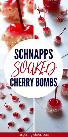 Romantic & Fun Schnapps Soaked Cherry Bombs - These super easy and delicious schnapps cherry bombs make a perfect #valentines day sexy treat, a fun red accent for a Canada Day or Independence Day BBQ idea, or a tasty #christmastreat. #recipes #cocktails  via @aspiringwinos Dry Ice Cocktails, Dry Ice Drinks, Cave Of Wonders, Peppermint Recipes, White Chocolate Candy, Bombe Recipe, Strawberry Dip, Iced Drinks, Cherry Bomb