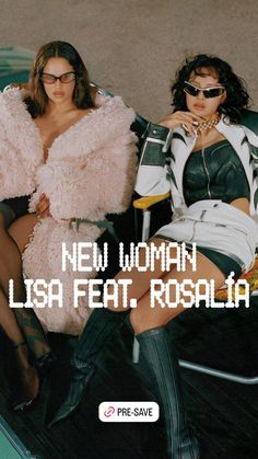 two women sitting next to each other on top of a chair with the caption new woman lasa feat roshia