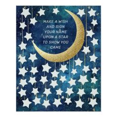 a card with stars and a crescent on it