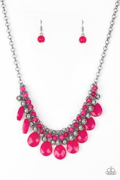 Trending Tropicana Pink Paparazzi Necklaces Cashmere Pink Jewels Pink Jewels, Nickel Free Jewelry, Trending Necklaces, Silver Chains, Fringe Necklace, Pink Necklace, Teardrop Beads, Teardrop Necklace, Pink Beads