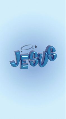 the word jesus is made out of blue plastic letters and surrounded by a ring on top of it