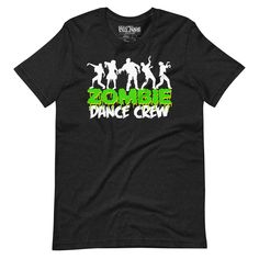 This Zombie Dance Crew t-shirt combines two of your favorite things: zombies and dancing! Perfect for anyone who loves busting out some moves, even when they're undead. Whether you're hitting the dance floor or the graveyard, this shirt lets everyone know you're part of the most spook-tacular dance crew around. If you're a zombie enthusiast and can't resist a good dance party, this tee is made for you. It's a hilarious way to show off your love for dancing monster zombies, whether you're at a Halloween party, a dance-off, or just trick-or-treating with friends. * 100% combed and ring-spun cotton (Heather colors contain polyester) * Fabric weight: 4.2 oz./yd.² (142 g/m²) * Pre-shrunk fabric * Side-seamed construction * Shoulder-to-shoulder taping * Blank product sourced from Nicaragua, Mexi Zombies 2 Disney T Shirts, Zombie Dance, Dance Crew, Best Dance, Dance Party, The Dance, Dance Floor, Shoulder Taping, Halloween Shopping