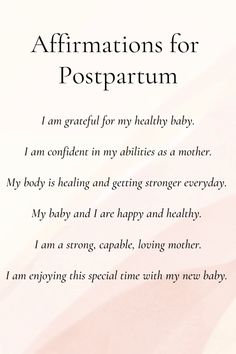 the poem affirmmations for postpartum