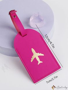 BirdinBag - Honeymoon Travel Accessories: Neon-Pink Metallic Plane Print Luggage Tag Hot Pink Pattern, Honeymoon Travel, Pink Pattern, Luggage Tag, Luggage Tags, Neon Pink, Travel Accessories, Travel Bag, Pu Leather