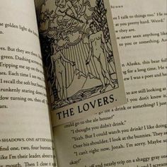 an open book with the words, the lovers on it