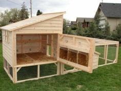 the chicken coop is made out of wood