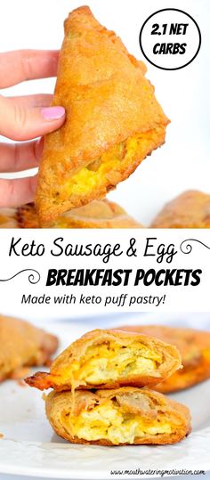 keto sausage and egg breakfast pockets made with keto puff pastry is the perfect low carb snack