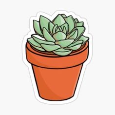 an orange potted plant sticker on a white background