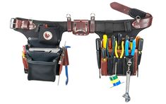 the tool belt has many tools in it