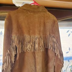 Beautiful Vintage Suede Jacket With Lots Of Fringe Fully Lined Tan. Size Xl Brown Long-sleeve Fringe Outerwear, Vintage Suede Jacket, Vintage Suede, Suede Jacket, Leather Jackets, Leather Jacket, Jackets For Women, Jackets & Coats, Leather