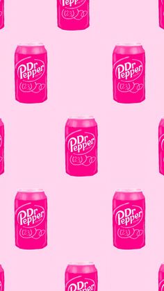 several pink soda cans with the word dr pepper on them