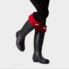 10 Pairs Of Hunter Welly Socks Designed For Tall Boots Size M And Large Red Color They Are Brand New, Box Not Included Hunter Boots Not Included Hunter Short Boot Socks, Grey Hunter Boots, Beige Socks, Welly Socks, Tall Boot Socks, Knit Boot Socks, Hunter Boots Socks, Fleece Boots, Killer Legs