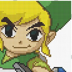 the legend of zelda pixel art is featured in this video game character mosaic pattern