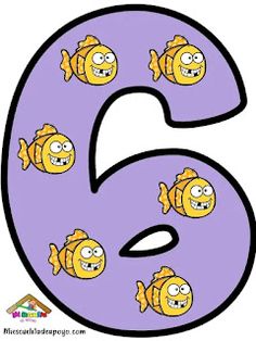 the number six with cartoon fish on it