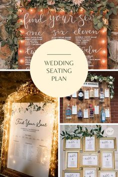 wedding seating plan with lights and greenery