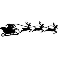 a black and white silhouette of santa's sleigh with reindeers on it