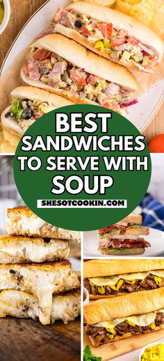 Photo collage of sandwich recipes with text overlay.