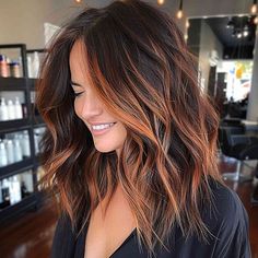 62 Best Auburn Hair Color Ideas for Every Skin Tone Brown Into Red Bayalage, Autumn Hair For Brunettes, Edgy But Professional Hair Color, Med Length Fall Hair, Fall Brown Hair Highlights, Fall Colored Hair Brunette, Red Tint Balayage Hair, Cinnamon Spice Brunette Hair, Best Hair For Blue Eyes And Fair Skin