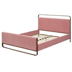 Queen Doreen Upholstered Platform Bed - angelo:HOME: Antique Brass, Velvet Texture, No Box Spring Required Low Floor Bed, Framed Bed, Low Profile Platform Bed, Art Deco Inspiration, Queen Upholstered Bed, Living Room Furniture Arrangement, Velvet Headboard, Queen Platform Bed