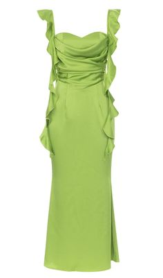 RUCHED SATIN MAXI DRESS IN GREEN Elements Of Drama, Mini Prom Dresses, Drape Maxi Dress, Gala Dinner, Evening Dresses Cocktail, Satin Maxi, Satin Maxi Dress, Junior Bridesmaid, Maxi Dress Green