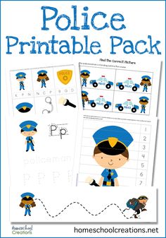 police printable pack for kids to practice their handwriting and spelling skills with the letter p