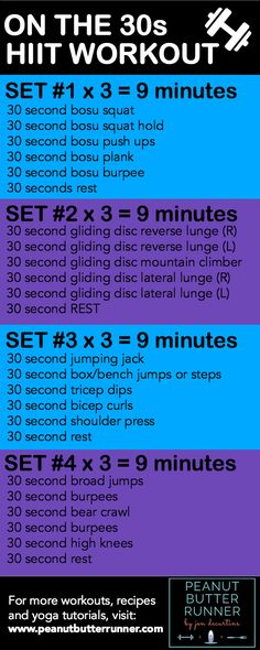 a poster with instructions on how to do the 30 minute hiit workout for beginners