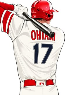 a drawing of a baseball player holding a bat