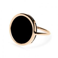 18 carat rose gold and onyx ring Ginette NY Timeless Round Onyx Jewelry, Minimalist Onyx Signet Ring, Adjustable Timeless Dome Ring, Timeless Jewelry With Rotating Bezel, Disc Ring, Onyx Rings, Black Onyx Jewelry, Floral Engagement Ring, Gold Diamond Wedding Band