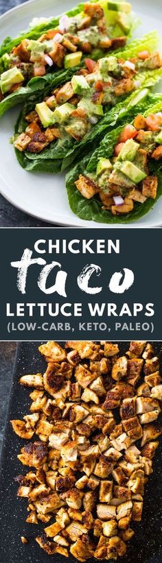 chicken fajita lettuce wraps on a plate