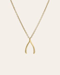 14k Gold Wishbone Necklace | ZOE LEV Wishbone Necklace Gold, Wishbone Necklace, Custom Jewelry Box, Everyday Necklace, Necklace Sizes, Link Chain, Things To Buy, Custom Jewelry, Rush