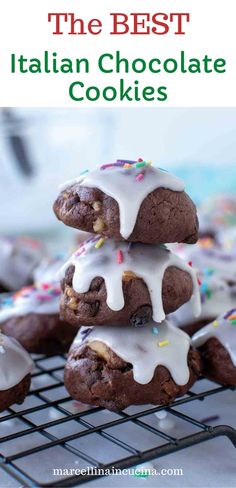 the best italian chocolate cookies with icing and sprinkles