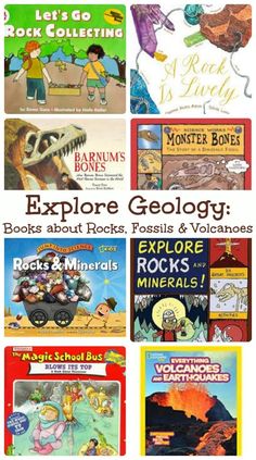 children's books about dinosaurs and volcanos are featured in this image with the title