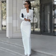 0 Maxi Skirt Suit, Suit Skirt Outfit Classy, Long Skirt With Blazer, Opera Outfit What To Wear To The, Courtroom Attire Women, Rich Lady Outfit, Two Piece Skirt Set Classy, Chic Outfits Black Women, Summer Blazer Outfits