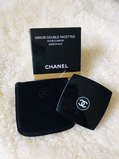 AUTHENTIC Chanel Compact Pocket Mirror Duo Double Facette HD. The mirror contains one classic (normal) mirror on one side and a magnifying mirror on the other side. Dimensions: 2.75 x 2.75 inches and about 0.5 inches thick when closed. weight: Approximately 2 oz. Chanel Compact Mirror, Chanel Mirror, Chanel Compact, Makeup Valentine, Chanel Brushes, Chanel Foundation, Chanel Eyeshadow, Chanel Lip, Bedroom Makeup Vanity