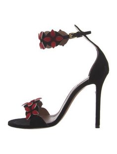 Alaïa Suede SandalsBlackFloral PrintLeather Trim EmbellishmentWrap-Around Straps & Buckle Closure at AnklesIncludes Dust Bag Elegant Black Single Strap Sandals, Elegant Ankle Wrap Sandals For Evening, Evening Sandals With Ankle Wrap And Strap, Evening Ankle Wrap Strap Sandals, Elegant Adjustable Sandals For Evening, Elegant Adjustable Evening Sandals, Alaia Sandals, Women's Shoes Sandals, Shoes Sandals