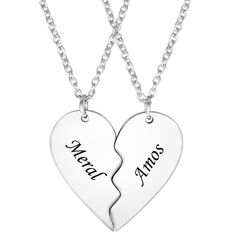 PRICES MAY VARY. HALF HEART NAME NECKLACE: You can customized any name you want and we will engrave the pendant in accordance with your request. You will get 2 pieces meaningful necklace HIGH QUALITY MATERIAL: High quality electroplating, stainless steel material. Two plating color, silver and gold plated. The color of the necklace will last for a long time PERFECT SIZE: Each heart half pendant size (LxH): 17mmx31mm/0.67"x1.22"; Necklace length: 45cm+5cm(17 6/8"+ 2");. You can adjust the length Puzzle Necklace, Key Heart, Bff Necklace, Half Heart, Best Friend Necklace, Red Heart Patterns, Meaningful Necklace, Friendship Necklace, Heart Puzzle