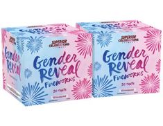 two boxes of gender reveal fireworks are shown