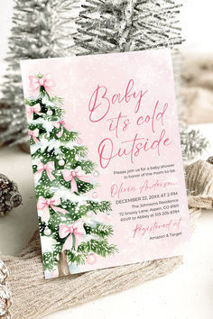 Christmas Baby Shower Invitation, Baby it's Cold Outside Baby Shower Invite, Girl Pink Bow Coquette Winter December Holiday Baby Shower, Modern Watercolor Cute Elegant Pink Girl Pink Snowflakes Pink Winder Wonderland Baby Shower Invitation, Baby Shower Games December Baby Shower Themes Girl, Christmas Theme Baby Shower Ideas Girl, Baby Girl Shower Themes Winter, Pink Christmas Baby Shower Ideas, Pink Winter Wonderland Baby Shower Ideas, Baby Its Cold Outside Baby Shower Ideas, December Baby Shower Themes, Baby Ellie, Coquette Winter